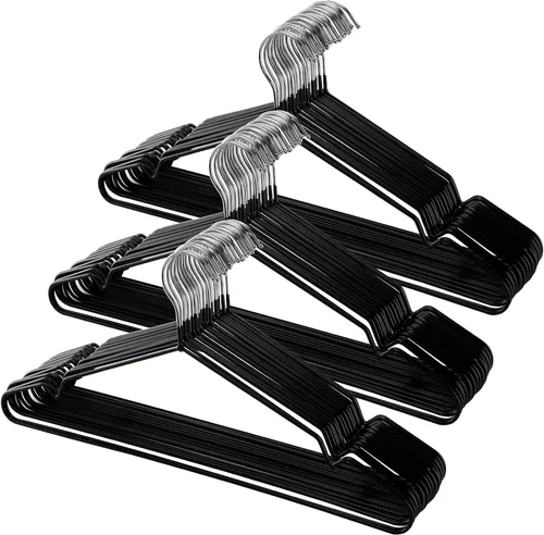 Tosnail Paquete de 50 perchas de metal de alambre de acero inoxidable de 16 pulgadas, perchas antideslizantes, perchas para ropa de armario que