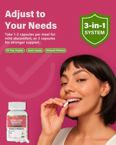 Miniatura 6 de Probióticos y prebióticos para mujeres, equilibrio del pH y salud digestiva, 60 mil millones de probióticos vaginales con arándano y D-manosa