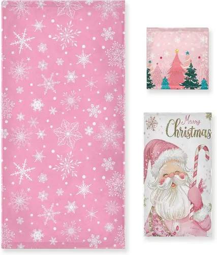 Miniatura 11 de Toalla de baño de manos rosa con árbol de Navidad, toalla de cocina de copo de nieve de invierno, decoración de vacaciones, grifo de baño, juego