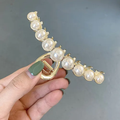Miniatura 8 de Pinzas para el cabello con diamantes de imitación, 4.4 pulgadas, clip de mandíbula de imitación de metal vintage para mujer, pinza antideslizante