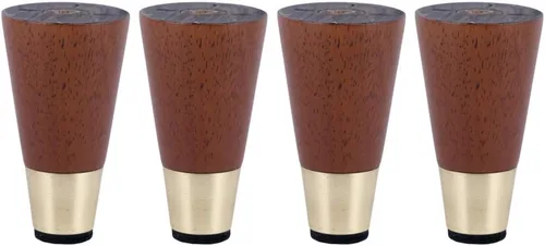 Patas de madera de roble maciza, patas de sofá cónicas, patas de repuesto para mesa de café, patas de armario, funda de cobre, con accesorios de