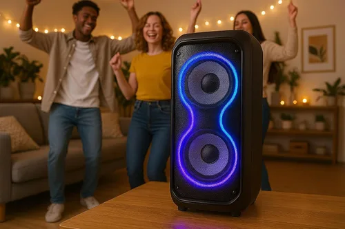 Miniatura 8 de IQ Sound IQ-3404BT - Sistema de altavoces de alta eficiencia de 2 x 4 pulgadas, Bluetooth habilitado con TWS, luces LED coloridas, entradas