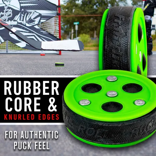 Miniatura 5 de Franklin Sports NHL Street Hockey Puck - X3 Roll-a-Puck Outdoor Roller Hockey Puck - Official Size Street Hockey Puck - Green