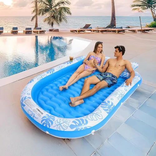 Miniatura 7 de Flotador Inflable para Piscina de Bronceado con Almohada Cervical - Flotadores de Piscina para Adultos para Tomar el Sol, Patio Trasero, Fiesta