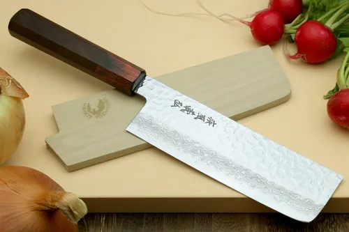 Miniatura 2 de Yoshihiro VG10 Cuchillo Nakiri japonés para verduras con mango de palisandro (165mm (6.5'')) de Serie Damascus de 46 capas