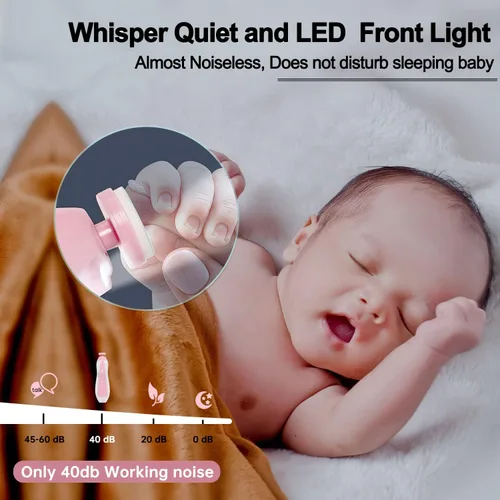 Miniatura 4 de Cortador de uñas eléctrico para bebés, de bajo ruido, seguro para recién nacidos, con 6 cabezales de molienda ligeros y reemplazables, esmalte
