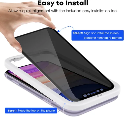 Miniatura 5 de JETech Protector de pantalla de privacidad de 360 grados para iPhone 15 de 6.1 pulgadas, película de vidrio templado antiespía de 4 vías
