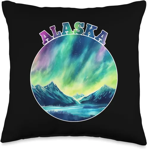 Northern Lights by SRD Northern Light Aurora Borealis Alaska Souvenir Alaskan - Almohada para mujer, 16 x 16 pulgadas, multicolor