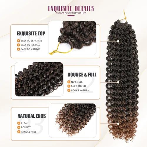 Miniatura 4 de Dansama 7 paquetes de cabello Passion Twist ondulado trenzado para trenzas de ganchillo estilo mariposa, extensiones de cabello bohemio