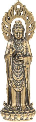 Miniatura 12 de FENGSHUI-CAISHEN Pequeña estatua de cobre Guan Yin, hecha a mano para meditar la decoración zen, pequeña figura de Quan Yin, Baby Kwan Yin