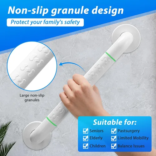 Miniatura 3 de Paquete de 2 barras de agarre para ducha de 16 pulgadas, barras de agarre para baño con agarre antideslizante y círculos luminosos de seguridad