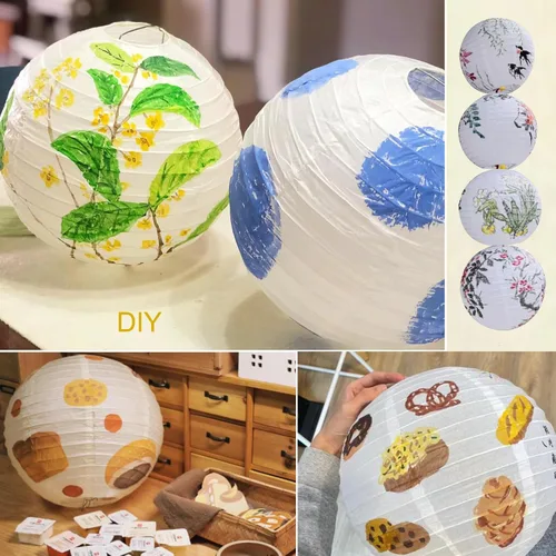 Miniatura 5 de 12 linternas de papel blanco de 12 pulgadas, faroles de papel para decoración de Halloween, faroles chinos, lámpara de papel redonda