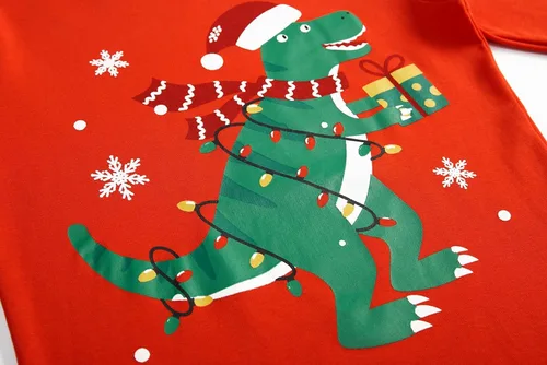 Miniatura 4 de Pijamas de Navidad para niños pequeños y niñas, 100% algodón, dinosaurio, estrellado, ropa de dormir de manga larga, 2 piezas, ropa para niños