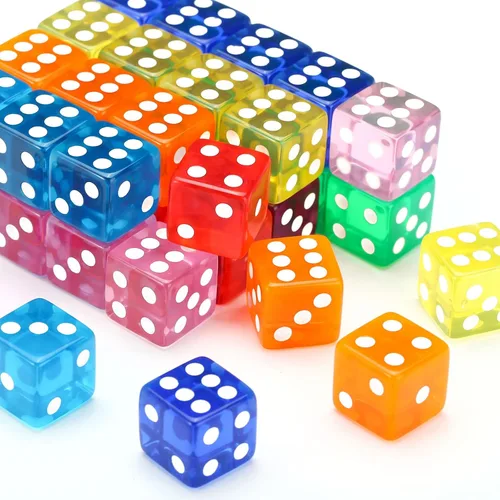 Miniatura 3 de GWHOLE Juego de 40 dados de 6 caras, 8 colores translúcidos para juegos de mesa y enseñanza de matemáticas
