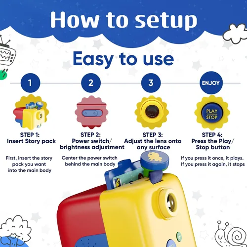 Miniatura 3 de Story Cinema Kids - Proyector interactivo de lectura en voz alta para niños, juego de iniciación con 6 libros clásicos, fácil de usar, incluye