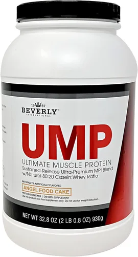 Beverly International UMP Proteína en Polvo, Pastel de Ángel. Proporción Única de Suero-Caseína Desarrolla Músculo Magro. Fácil de Digerir. Sin