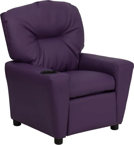 Miniatura 30 de Flash Furniture Chandler LeatherSoft - Silla reclinable para niños con portavasos y reclinable de seguridad, silla reclinable contemporánea