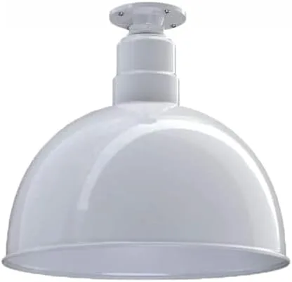 Miniatura 53 de Steel Lighting Co. Colgante de cuenco rosa Lámpara montada en el techo Cúpula de 15 pulgadas vástago de 12 pulgadas Estilo granero de acero