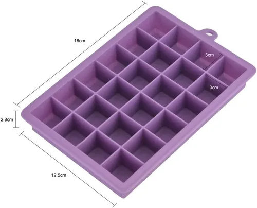 Miniatura 7 de Bandeja para cubitos de hielo, bandejas cuadradas de silicona para cubitos de hielo apilables de fácil liberación con tapa extraíble, 24 cavidades