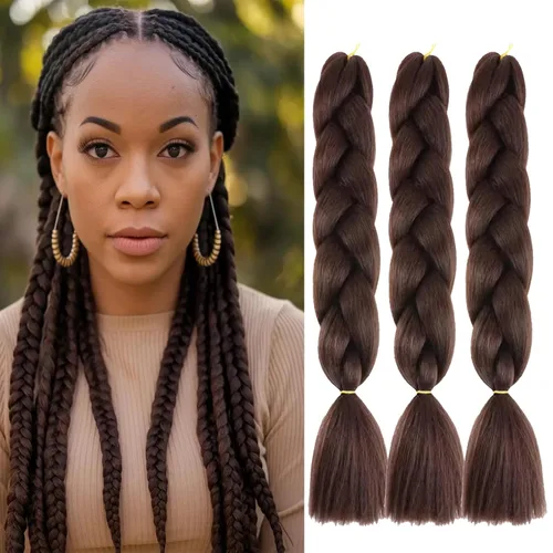 Miniatura 9 de Cabello trenzado rubio, cabello para trenzar de 24 pulgadas, 3.53 oz/pieza, 3 piezas de extensiones de cabello trenzado jumbo de fibra de alta