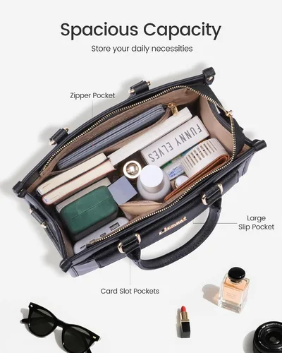 Miniatura 3 de LOVEVOOK Bolsos y carteras para mujer, cartera de moda tipo satchel, bolso cruzado de cuero sintético con asa superior para el hombro para damas