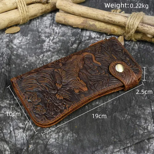 Miniatura 2 de LUUFAN Cartera larga de cuero genuino para hombre tarjetero con bolsillo para monedas