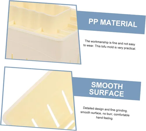 Miniatura 2 de Molde y prensa de tofu de 5.11 x 3.93 x 3.54 pulgadas, color amarillo claro, para hacer tofu de plástico apto para lavavajillas, prensa de cuajada