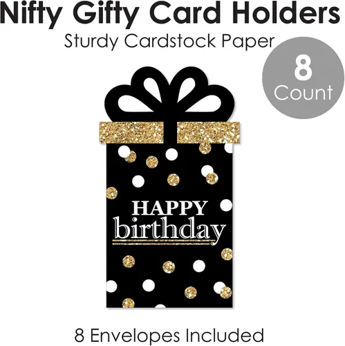 Miniatura 4 de Big Dot of Happiness Juego de 8 fundas para tarjetas de regalo y dinero para fiestas de cumpleaños para adultos, doradas, para tarjetas de regalo