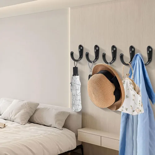 Miniatura 5 de NearMoon Ganchos para colgar en la pared, ganchos de metal resistente para bata de una sola punta, ganchos de pared inoxidables para toallas, Negro
