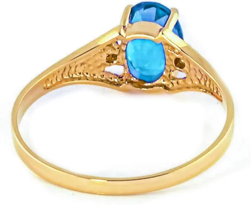 Miniatura 2 de Galaxy Gold GG Anillo de oro amarillo de 18 quilates con diamantes naturales y topacio azul
