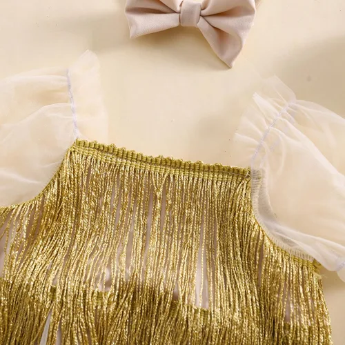 Miniatura 31 de Sasaerucure Traje de verano para bebé niña, sin mangas, mameluco de encaje tutú, mameluco de una pieza con volantes
