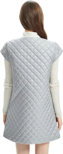 Miniatura 3 de PACIBE Chaleco largo acolchado para mujer, ligero, con mangas casquillo, con bolsillos