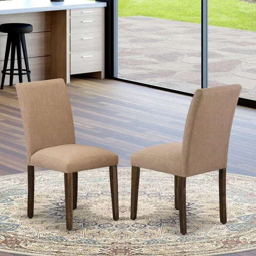 Miniatura 2 de East West Furniture ABP7T47 Abbott Parson Sillas de cocina – Sillas de comedor acolchadas de tela de lino color sable ligero, juego de 2, jacobeo
