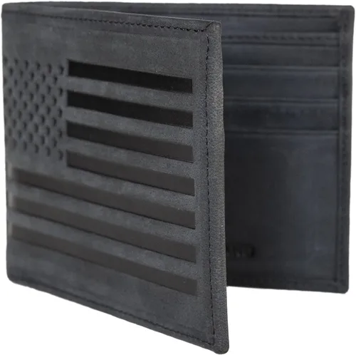 Miniatura 4 de Lucky Brand Bandera de cuero para hombre en relieve RFID Bifold