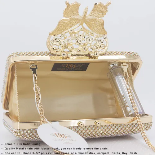 Miniatura 5 de Dexmay - Bolso de noche para mujer con cierre de mariposa y diamantes de imitación