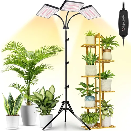 Luces de cultivo LBW 2024 para plantas de interior con soporte, 642 LEDs de espectro completo, lámpara de planta de pie alta, lámpara de planta alta