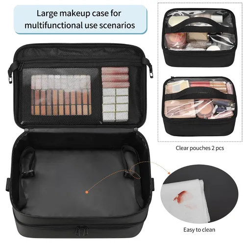 Miniatura 6 de Estuche de maquillaje grande con una bolsa de viaje grande para estilista, bolsa de peluquería con bolsa desmontable, aislamiento térmico y capa