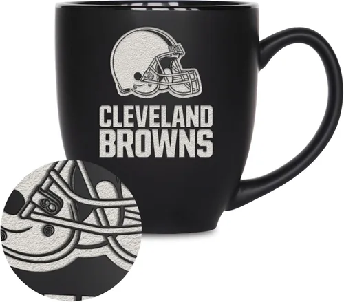 Miniatura 7 de Rico Industries Taza Bistro Mate Negra de Fútbol Americano NFL de 15 onzas - Para Bebidas Calientes o Frías - Logotipo del Equipo Grabado para una