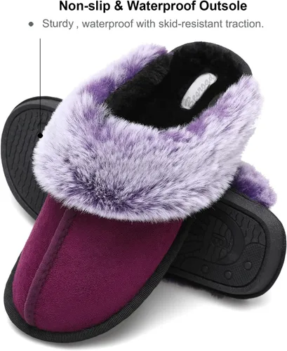 Miniatura 5 de Besroad Pantuflas de invierno peludas para la casa, sandalias de felpa de piel sintética esponjosas, zapatos cálidos para mujer