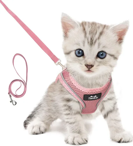 Miniatura 12 de TwoEar Arnés de gato a prueba de escape, suave chaleco ajustable para perro, de malla transpirable, chaqueta reflectante de fácil control para Negro