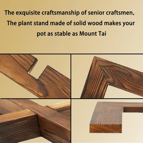 Miniatura 5 de Soporte para plantas de interior, soporte de madera para macetas, adecuado para macetas de 5 a 12 pulgadas, hogar y jardín (color madera, 1 unidad)