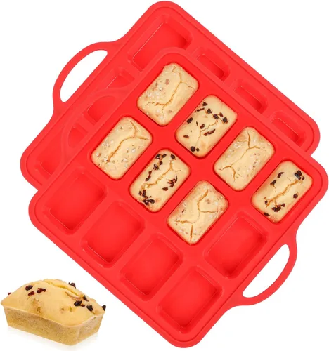 Miniatura 12 de Mini molde para pan, molde de silicona reforzada con metal, antiadherente, 8 cavidades, moldes de silicona para hornear pan, pan, pastel de carne