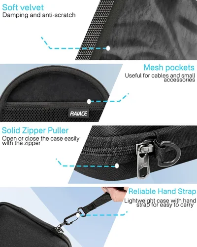 Miniatura 4 de RAIACE Funda de almacenamiento rígida compatible con auriculares Sony MDRZX110NC y MDRZX110AP con cancelación de ruido. (solo funda), color negro