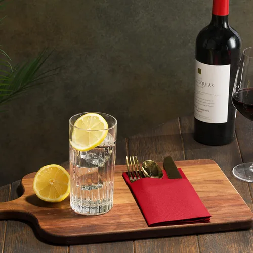 Miniatura 4 de Paquete de 50 servilletas desechables de lino con bolsillo integrado para cubiertos, color rojo brillante, como servilletas de papel para Navidad