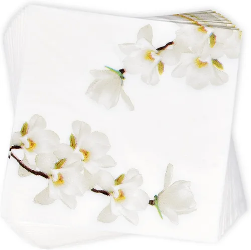 Miniatura 6 de Servilletas florales de orquídea blanca, 100 toallas de mano de papel desechables para baño, fiesta, boda, primavera, cena, bufé