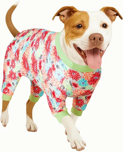 Miniatura 14 de LovinPet - Pijama y camiseta de algodón puro para perros gigantes, diseño a rayas de color amarillo y negro, de 4 patas, protección que cubre todo