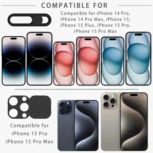 Miniatura 5 de Funda de privacidad compatible con 15 Pro/iPhone 15 Pro Max con cubierta de cámara frontal, protege la privacidad y la seguridad, pero no afecta