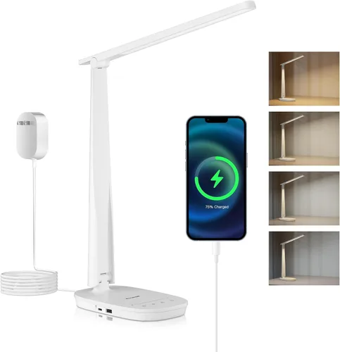 Honeywell Lámpara LED de escritorio - HWT-H2 Sunturalux™ Lámpara de escritorio plegable para cuidar los ojos con puerto de carga USB A+C de doble