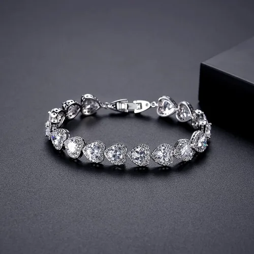Miniatura 4 de PAENENPH Pulsera de moissanita con corazón de oro de 14 quilates, pulsera de lujo con dije de corazón, regalo de joyería de Navidad de moda
