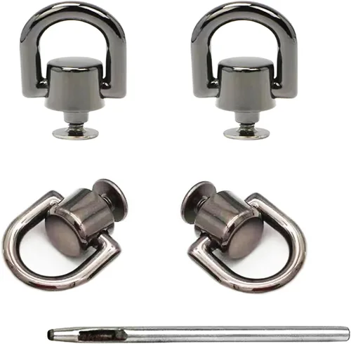 Miniatura 9 de Anillos en D para accesorios de bolso para hacer bolsas, 8 anillos en D de metal y tornillos, anillos en D giratorios de 360 grados para bolso